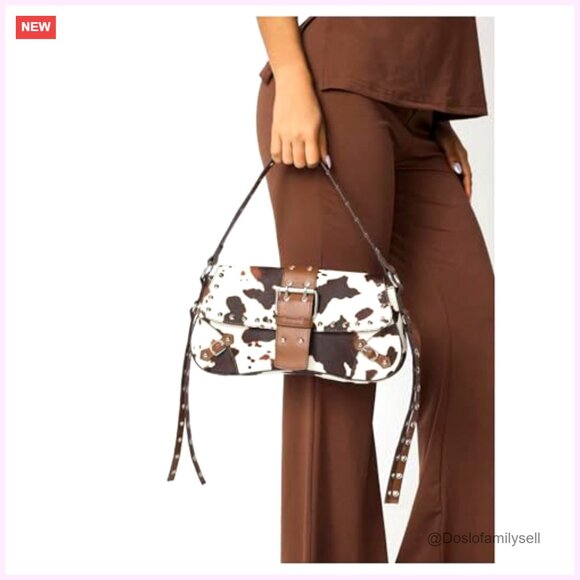 PU Leather Hobo Shoulder Bag Clutch Purse Y2K Gothic Punk Style - Picture 2 of 6